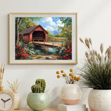 YEEIFFD 5D Landscape Historic Campbells Covered Bridge Diamond Art Full Drill Diamond Painting Kits for Adults Beginners DIY Art Crafts for Relaxation and Home Wall Decor 12x16 inch YEEIFFD