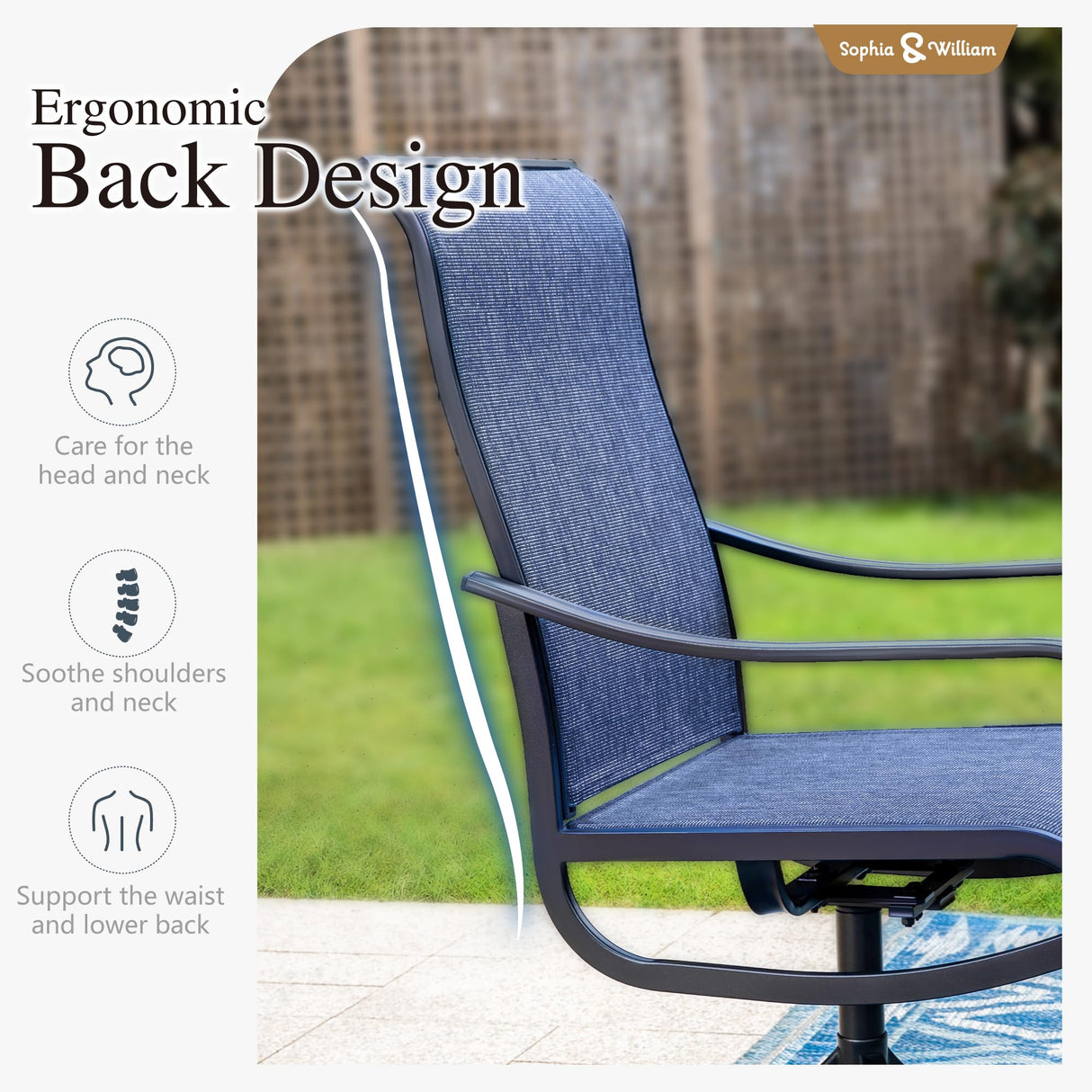 Sophia & William Outdoor Dining Set Patio Dining Sets Patio Table and Chairs Set 9 Pieces Outdoor Dining Table for 8 with Swivel Patio Chairs Patio Set for Garden Pool All Weather Blue Sophia & William