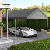 Outsunny 19.7' x 9.7' Carport Replacement Top Canopy Cover for Model 84C-207WT or 84C-386V00WT, Waterproof and UV Protected Garage Car Port Cover with Ball Bungee Cords, Dark Gray (Only Cover) Outsunny