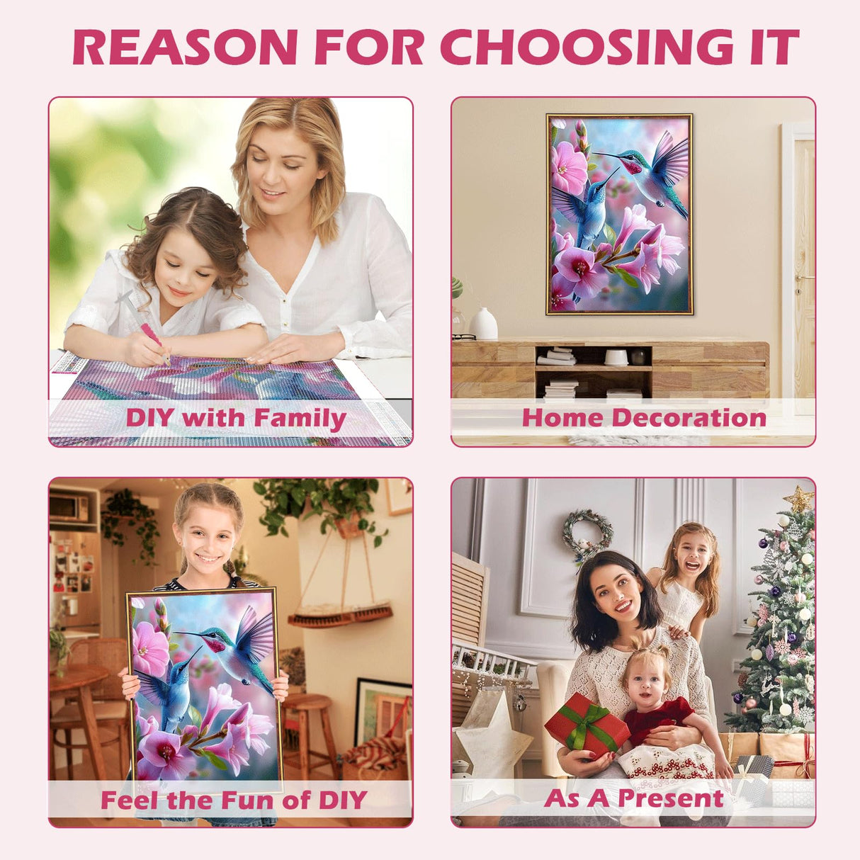 MEIYUDA 5D Hummingbirds Diamond Painting Kits for Adults, DIY Birds and Flowers Full Drill Diamond Art for Adults Beginners, Crafts Kits for Home Wall Decor Present 12×16inch MEIYUDA