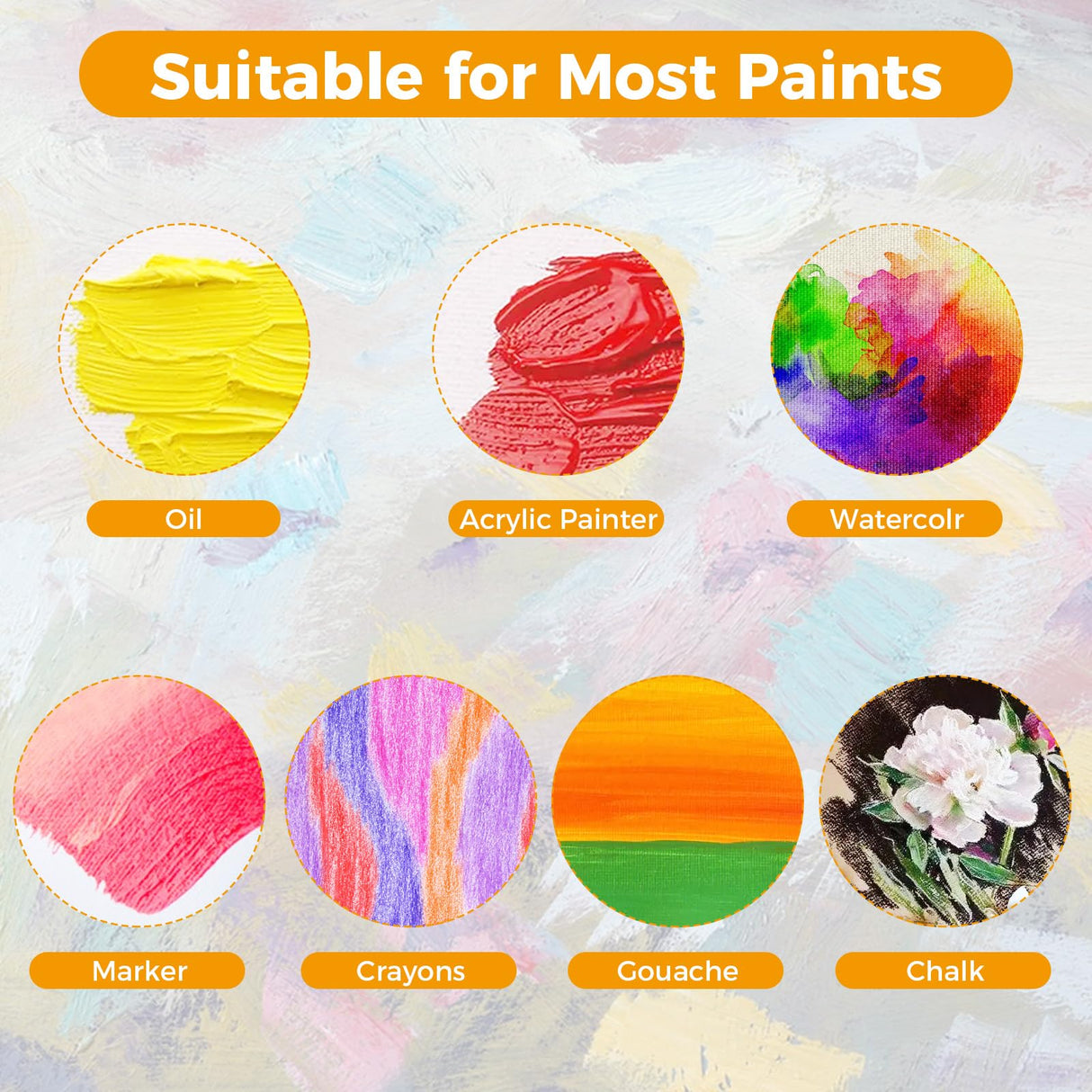 40 Pack Stretched Canvas Boards for Painting 8 of 4x4, 5X 7, 8x10, 9x12, 11x14 Art Blank Canvases, Gesso Primed 100% Cotton Canvas Panels for Acrylic Oil Watercolor Adults & Kids CMLHUGO