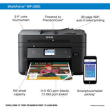 Epson Workforce WF-2860 All-in-One Wireless Color Inkjet Printer, Black - Print Scan Copy Fax - Ethernet NFC Auto 2-Sided Borderless Printing, 14 ppm, 4800 x 1200 dpi, 30-Sheet ADF, Voice Activated Epson
