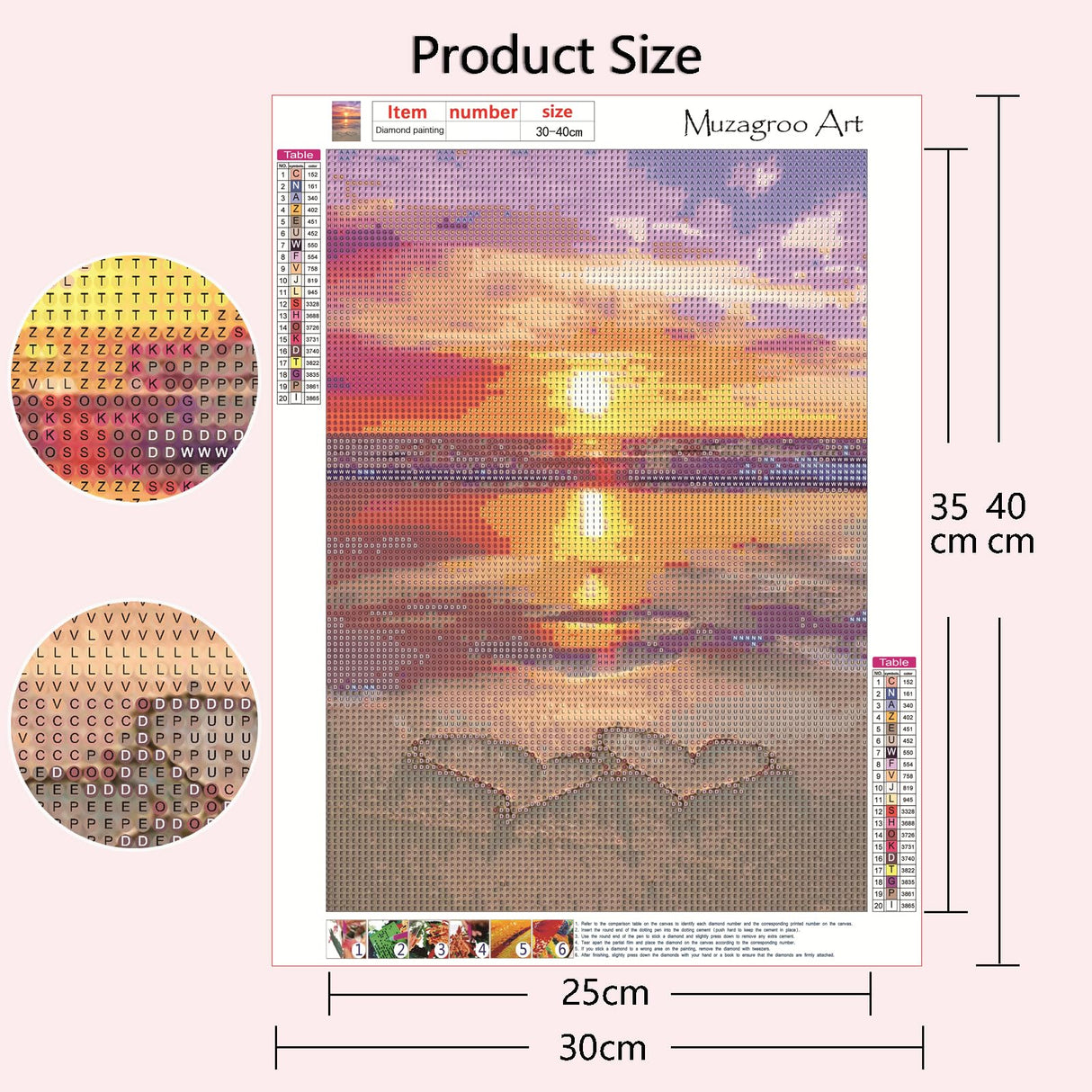 Muzagroo Art 4 Pack 5D Diamond Painting Kits for Adults DIY Drill Diamond Art Kits Arts and Crafts for Beginners Beach Diamond Dot Kits Gem Painting Wall Art for Living Room Muzagroo Art