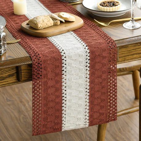 Artoid Mode Caramel Farmhouse Rustic Table Runner, Seasonal Hollow Kitchen Dining Table Decoration for Home Party Decor 12x72 Inch Artoid Mode