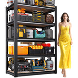 AOAORGG 5-Tier Garage Shelving Heavy Duty Storage Shelves, Metal Adjustable Shelving Unit, Utility Garage Organizer Shelf for Basement, Pantry, Kitchen, Warehouse, 31.5" W x 13.8" D x 71.2" H, Black AOAORGG