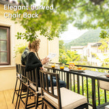 PIZZELLO 6 Piece Outdoor Patio Bar Set, 2 PCS 47" Rectangular Counter Height High Top Bar Tables with Wheels, 4 Cushioned Bar Stools, Metal Bar Table and Chairs Set for Balcony, Backyard, Porch PIZZELLO