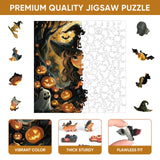 Halloween Wooden Puzzle for Adults 200pcs, Pumpkin Wooden Jigsaw Puzzles(11.3 * 14.4in), Beautiful Wooden Puzzle with Box Birthday Gifts for Adults and Kids Family Game Reouinty