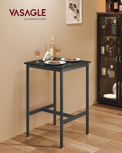 VASAGLE Compact High Top Bar Table - Stylish Ebony Black Cocktail Table for Small Spaces