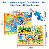 EggSun Wooden Puzzles for Kids Ages 4-6, 6 Packs 24Pcs Solar System States World Map Wooden Puzzles for Kids 3 4 5 6 Year Old, Preschool Educational Brain Toys Gifts for Boys and Girls EggSun
