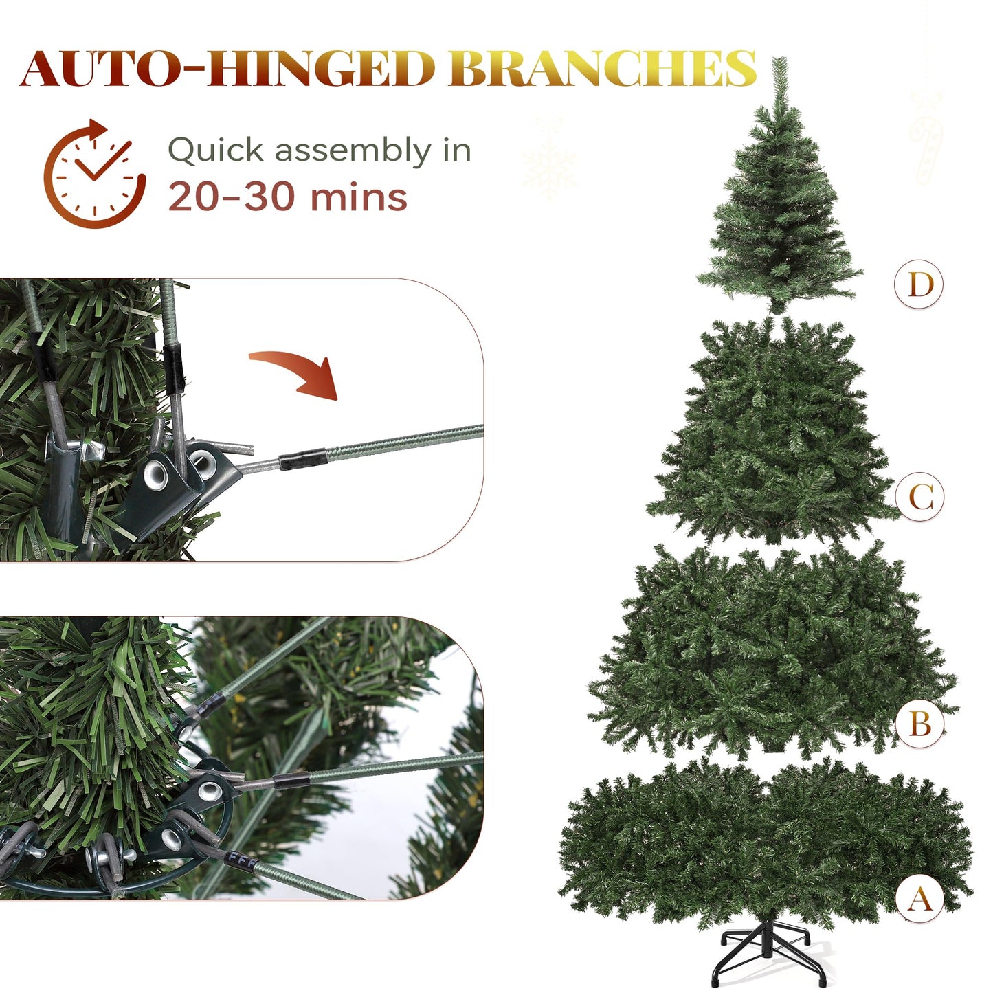 YITAHOME Green Spruce Artificial Christmas Tree 9ft, Artificial Pine Tree with 2028 Branch Tips and Metal Hinges, and Foldable Base for Home, Office, and Party Decorations