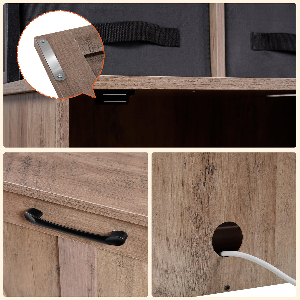 Dwanton Litter Box Enclosure with 2 Storage Shelves and 2 Drawers, 2-in-1 Hidden Cat Litter Box Enclosure Furniture with Shelf, Reversible Entrance, Washable Drawers, 50-Inch, Greige Dwanton