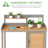 Wooden Potting Bench Table with Sink,Outdoor Garden Table Work Bench with Storage, Workstation for Outside Lawn Patio Wood-Natrl