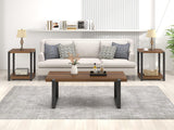 FOLUBAN Modern Coffee Table, Rustic Wood and Metal Center Table, Industrial Rectangle Cocktail Tea Table for Living Room, Walnut, 44 Inch FOLUBAN