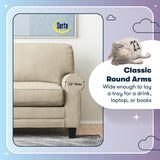 Serta Copenhagen Rolled Arm Sofa, Easy Care Polyester, Soft Pillow Back, Pocket Coil Seat Cushions, Removable Covers, Couch for Small Spaces, Living Rooms or Bedrooms, 61" Loveseat, Tan Serta