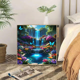Landscape Scenery Diamond Art Kits for Adults Beginners, 5D DIY Full Round Drill Diamond Painting Kits Waterfall, Paint by Diamonds Dot Gem Art Crystal Flower Easy,Home Wall Decor 13.7X13.7Inch CHWGLFGG