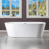 WOODBRIDGE 71" Acrylic Freestanding Bathtub Contemporary Soaking White Tub with Matte Black Overflow and Drain,White,B1701 MB WOODBRIDGE