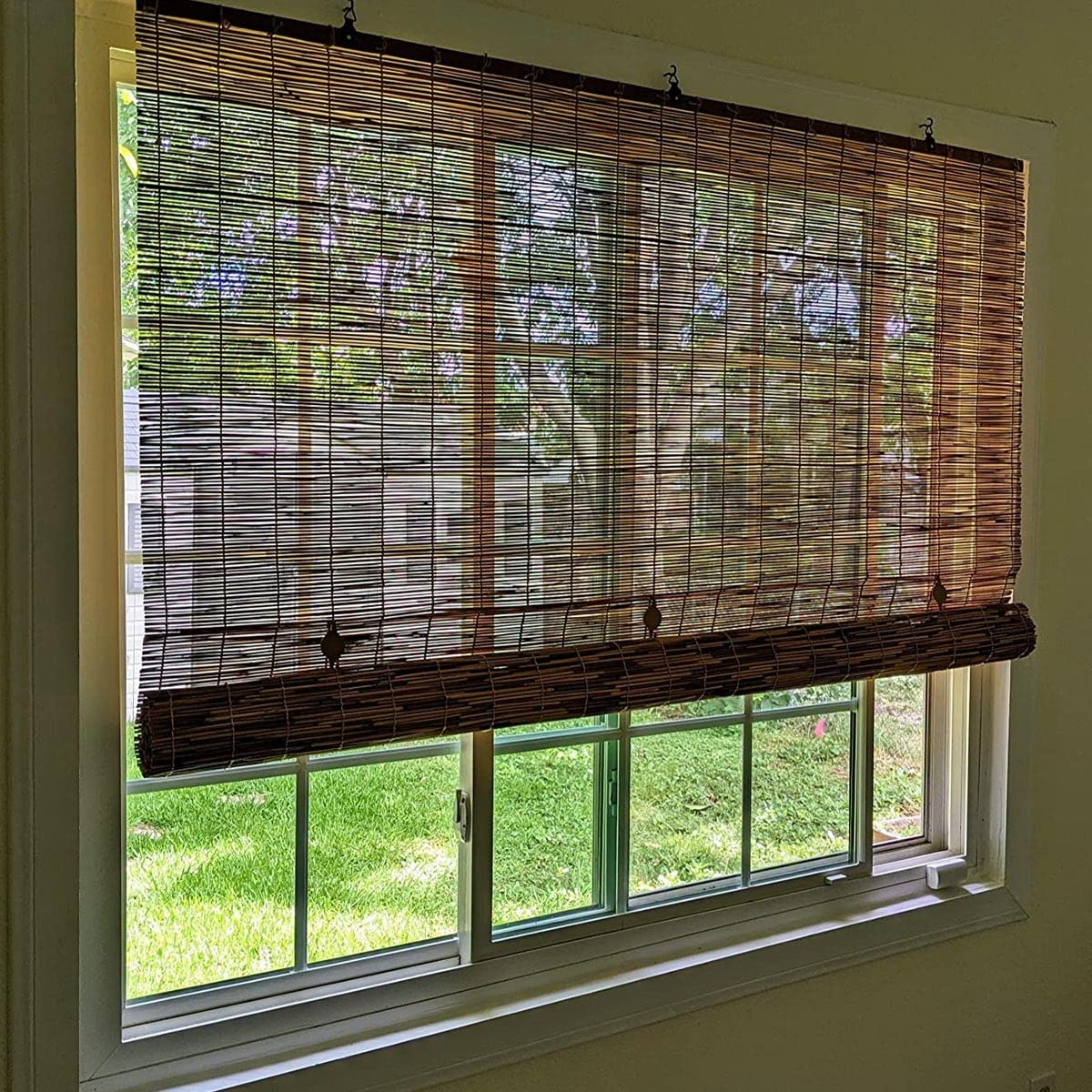 Bamboo Shades Patio Blinds 72" 64" 84" Bamboo Blinds Roll-Up Lifting Window Roman Shade(Size:48'' x 84''-(W x H)) WoodArtSupply