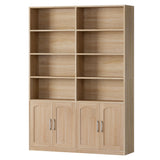 FACBOTALL Bookshelf and Bookcase with Doors, 6 Tier Double Wide Large Bookshelves, Open Display Shelves, 73'' Tall Bookcases for Home Office, Living Room, Library, Oak FACBOTALL