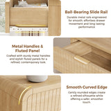 Jocoevol Fluted 5 Drawer Dresser, 43" Tall Dressers & Chests of Drawers Curved Profile Design, Wood Mid Century Vertical Dresser Natural Texture for Bedroom, Natural Oak Dresser Jocoevol