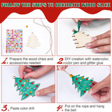104PCS Wooden Christmas Ornaments Craft Kits Include 40PCS Unfinished Wood Slices with 8 Styles,Xmas Tree Hanging Decorations DIY Craft for Kids to Paint VESPRO