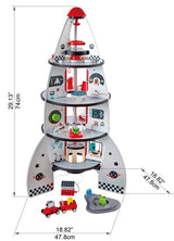 Hape Four Stage Toddler Rocket Ship Playset | A Wooden Spaceship Toy with Real Life Space Shuttle Designs Hape