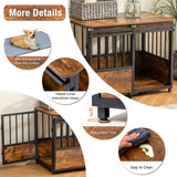 KOOPRO 32 Inch Dog Crate Furniture with Cushion for Large Medium Dogs, Wooden Heavy Duty Dog Kennel with Double Doors, Decorative Pet House Dog Cage Side End Table Indoor, Sliding Door Chew-Resistant KOOPRO