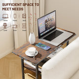 SLEEPING LAMB Side Table for Living Room, 3-Tier End Table for Small Space with Wide Storage Tabletop, Rustic Brown Narrow Nightstand for Bedroom, Sofa Couch SLEEPING LAMB