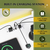 WLIVE 6 Drawer Led Dresser for Bedroom, 50.79'' White Wood Dresser Storage Organizer with Power Outlets for 55'' TV, Dressers with Open Shelves, Hanging Rack, Chest of Drawers for Closet, Living Room WLIVE