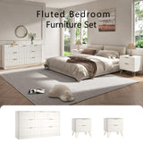 Sscaktu 7 Drawer Dresser and Nightstand Sets for Bedroom, 3 Pcs Bedroom Set，Night Stand Set of 2 & 7 Drawer Dresser with Gold Handles, Modern Wood Chest of Drawers Storage Cabinet Set, White Sscaktu