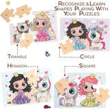 TOYLI 4-in-1 Princess Jigsaw Puzzles for Kids, Wood Puzzles for Kids Ages 3-5 48 Piece Wooden Puzzles for Toddlers 3-5, Wooden Puzzles for Toddlers, Essential Skills Gift for Girls Princesses TOYLI