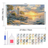 HeeBenor Large Diamond Art Kit for Adults, 5D Lighthouse Painting Kit, DIY Full Drill Sunset, Gem Art Kit for Home Wall Decor 27.5 X 15.7 Inch HeeBenor