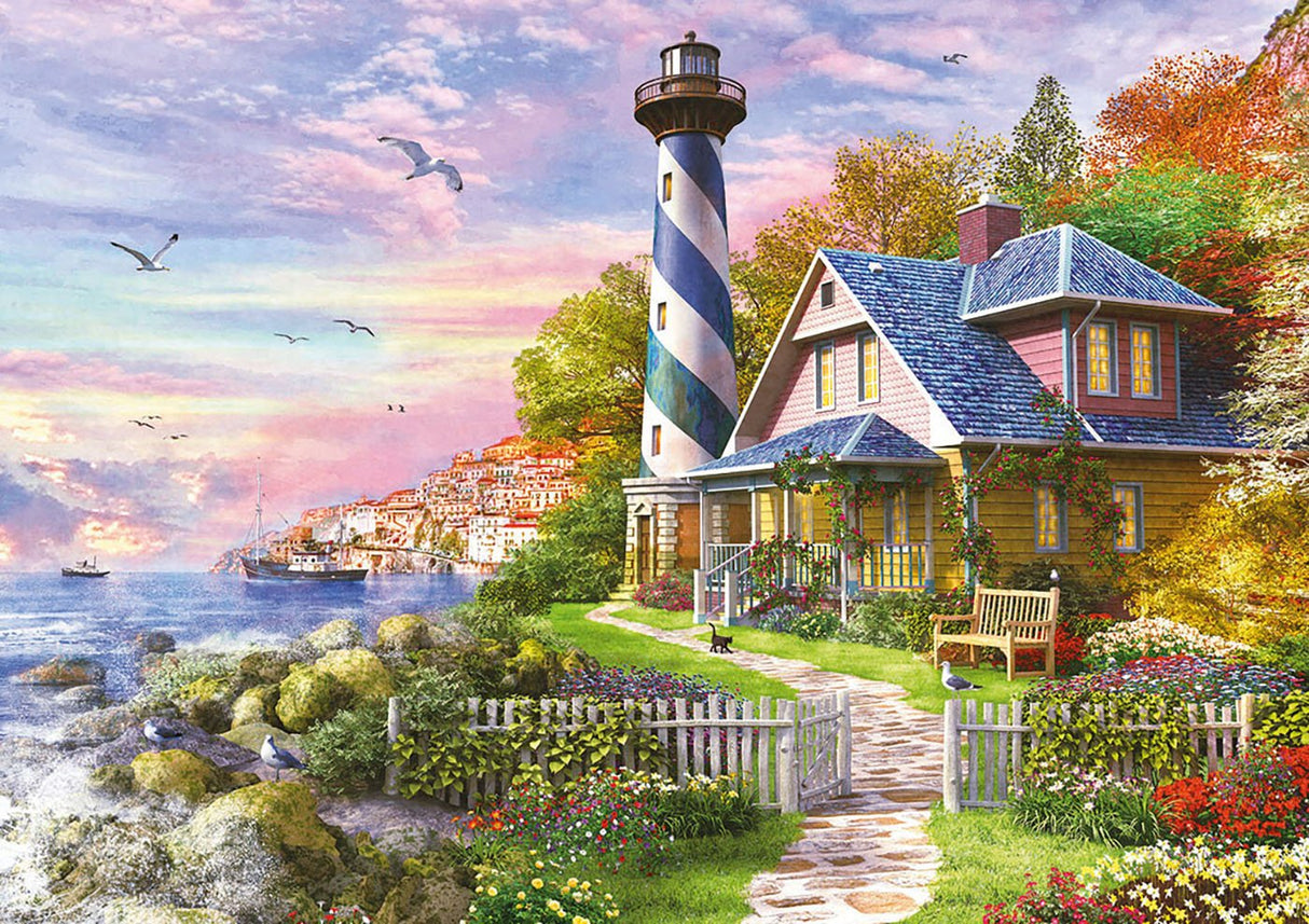 Educa - Lighthouse at Rock Bay - 4000 Piece Jigsaw Puzzle - Puzzle Glue Included - Completed Image Measures 53.5" x 37.75" - Ages 14+ (17677) Educa