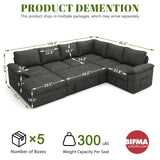 SUAWY 108 Inch Sectional Sleeper Sofa with Pull Out Bed,U Shaped 7 Seat Modular Sectional Sofa with Storage,Sectional Couches for Living Room,Cloud Modular Couch,Removable Sofa Cover,Dark Grey SUAWY