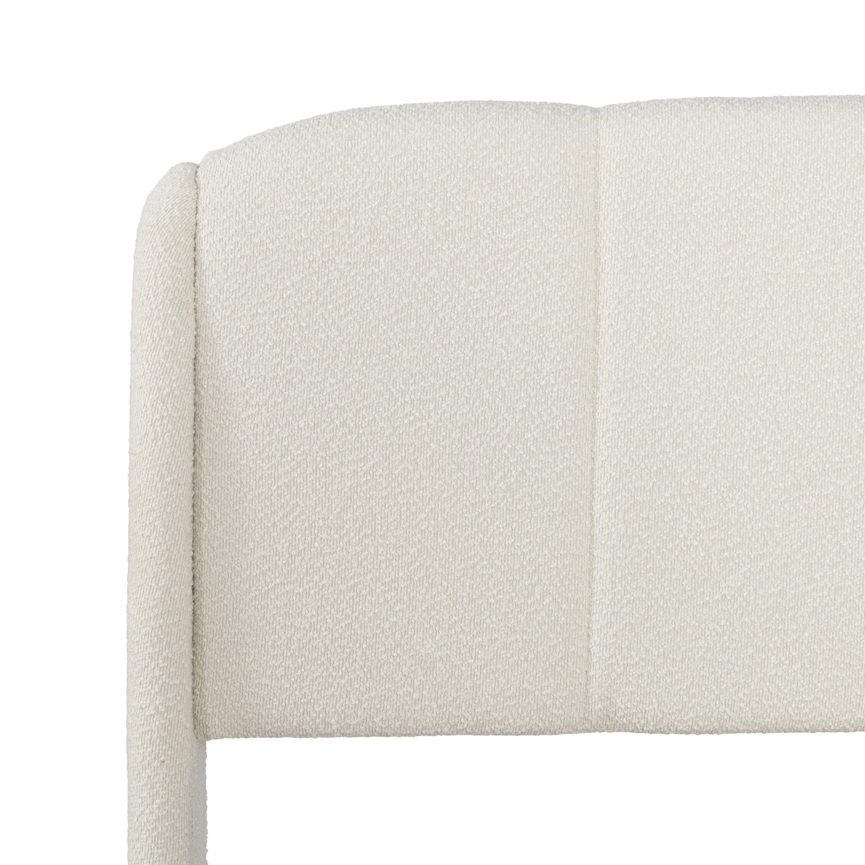 RuiSiSi King Size Upholstered Bed with Curve-Shaped Design Headboard, Boucle Fabric Platform Bed with Sturdy Legs, Modern Bed Frame for Bedroom, No Box Spring Needed, Beige RuiSiSi