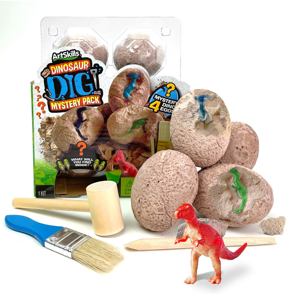 ArtSkills Dinosaur Eggs Excavation Dig Kit, Mystery Box of 4 Dino Eggs - Collect All 12 Toy Dinosaurs ArtSkills