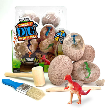 ArtSkills Dinosaur Eggs Excavation Dig Kit, Mystery Box of 4 Dino Eggs - Collect All 12 Toy Dinosaurs ArtSkills
