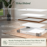 TokeShimi 18x26 Inch Farmhouse Bathroom Mirror Rustic Wooden Framed, Natural Wood with Walnut Accents, Water-Proof, French Cleats Installation, HD-Reflection and Shatter-Proof Glass TokeShimi