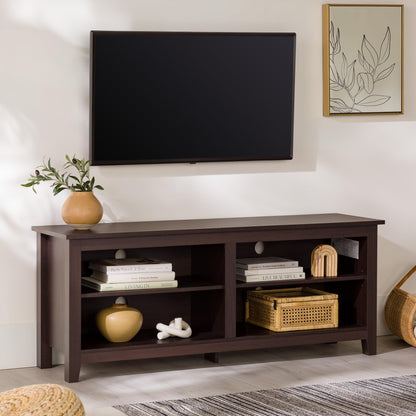 Walker Edison Wren Classic TV Console Entertainment Media Stand with Storage for Televisions up to 65 Inches, 58 Inch, Espresso - WoodArtSupply