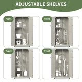 Outdoor Storage Shed with Floor & Adjustable Shelves, Wooden Garden Tool Cabinet Weatherproof, 71" Vertical Patio Organizer HABAU
