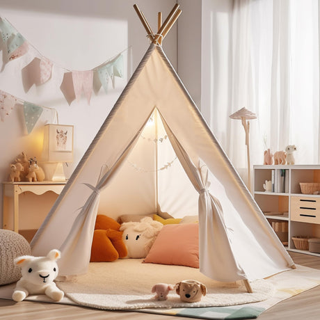 Teepee Tent for Kids, Cotton Kids Tent Indoor, Sleepover Play Tent, Kids Teepee Tent, Party Tents for Kids Indoor for Parties, Teepee Tent for Boys, Atlasonix