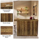 Tribesigns Bar Table, L Shaped Home Bar Unit for Home, 4-Tier Corner Liquor with Storage Shelves and Wine Glasses Holder, Industrial Wine Cabinet Reception Desk for Basement (1, Brown) Tribesigns