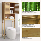 VEIKOUS Bamboo Over The Toilet Storage Cabinet, Bathroom Space Saver, Over The Toilet Rack with Adjustable Shelf, Natural Color VEIKOUS