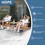 Plawdlik Folding Adirondack Chair, SGS Tested, Wooden Textured with Cup Holder, Heavy All-Weather HDPE Comfortable Set Poolside Backyard Lawn Teak Plawdlik