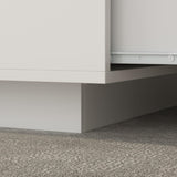 ECACAD Modern Coffee Table with 2 Drawers & Tempered Glass Top, Tea Table with LED Lights & Remote Control, Rectangular Center Table for Living Room & Reception Room, White 31.5”D x 55.1”W x 11.8”H ECACAD