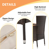 RoyalCraft 5 piece Patio Wicker Dining Sets for 4, Water-Resistant Rattan outdoor dining Table and 4 Chairs with Wood Table Top, Conversation Set for Deck, Garden, Backyard, Removable Cushions, Teak RoyalCraft