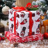 ZINTBIAL Christmas Wrapping Paper for Kids Adults - Xmas Wrapping Paper with Red/Black Plaid, Reindeer, Gnome, “Ho Ho” Words - 28 x 40 Inches, 6 Jumbo Sheets, Easy to Store ZINTBIAL