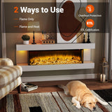 ORALNER 36-Inch Wall Mount Electric Fireplace with 50-Inch Floating Mantel, Remote, 3 Sided Electric Fireplace, 12 Adjustable Color Effect, 1500W Heater, White (50-INCH) ORALNER
