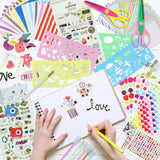 SICOHOME Scrapbook Supplies Kit - Bullet Junk Journaling Scrapbooking Set with Stationery Paper Stickers Tapes Scissors Markers - Birthday Gift Love Craft for Starter Kid Girl Women Adults SICOHOME