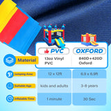 JOYMOR Commercial Grade Bounce House w/Slide and Pool for Adults and Big Kids, 12x12FT Jumping Area, 100% PVC Vinyl Commercial Water Slide with Water Cannon for Outdoor Backyard (with Blower) JOYMOR