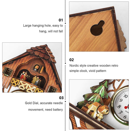 BESPORTBLE Wall Clock Retro Cuckoo Shaped Clock Antique Pendulum for Home Cafe Bar Wall Decor BESPORTBLE
